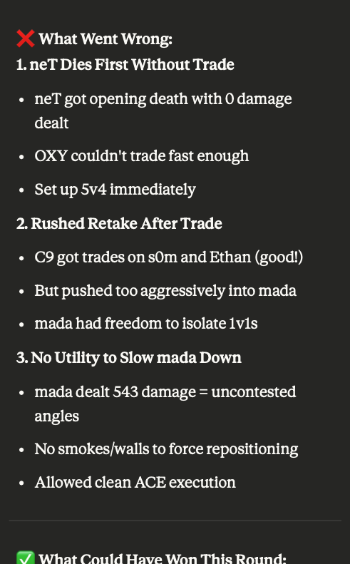 Claude identifying What Went Wrong - three tactical failures