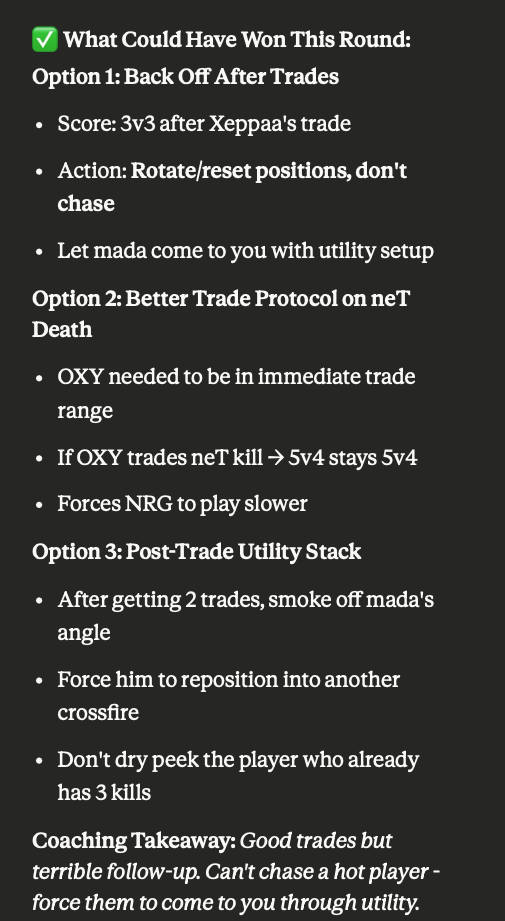 Claude offering What Could Have Won - three tactical options