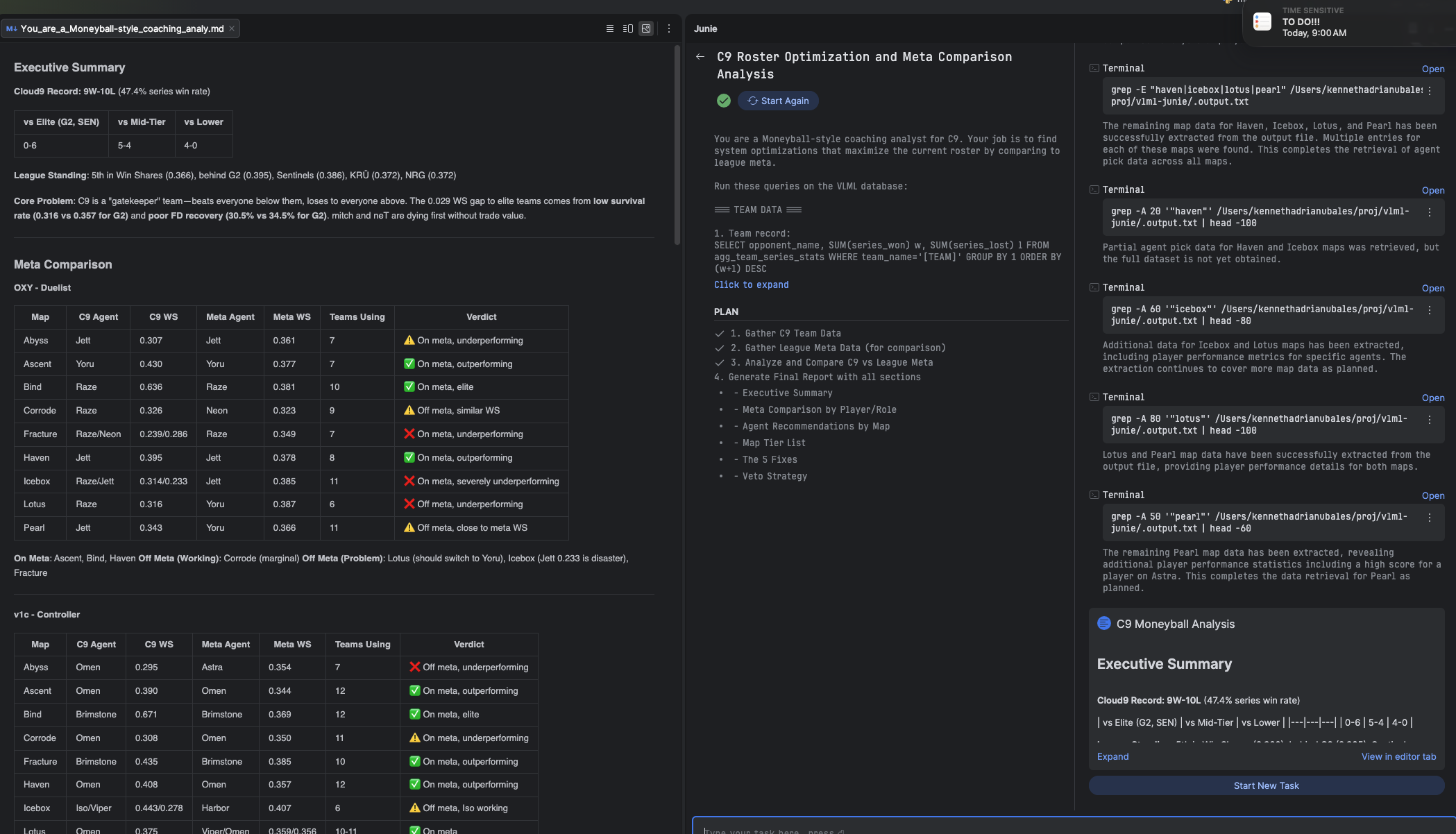 Junie running VLML analysis in JetBrains IDE